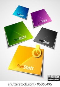 Color vector labels with diagram. Infographics elements
