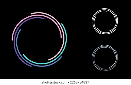 Color vector lines in round form. Geometric art lines in circle. Trendy design element for frame, logo, sign, symbol, prints, posters, template, pattern and abstract background.