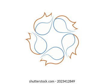 color vector logo in the form of a circle made of drops consisting of water and fire