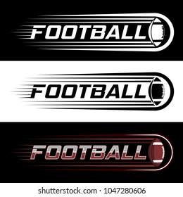 color vector logo on the theme of American football with a picture of ball and text on a black and white background
