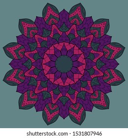 Color vector mandala. Circle floral ornament.