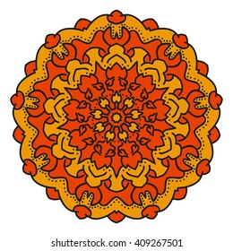 Color vector mandala. Eastern symmetrical circular pattern on a white background.