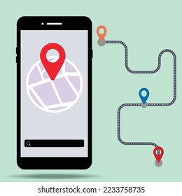 color vector Map icon Red location icon pin pointer gps area smartphone app vector design
