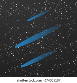 Color vector meteor and comet on transparent background