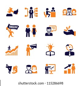 color vector office and business icons set