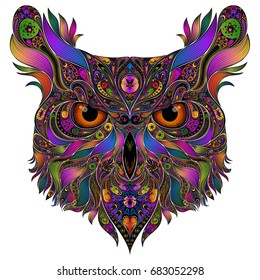 Color vector owl from abstract patterns