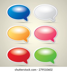 color vector paper speech bubble set.