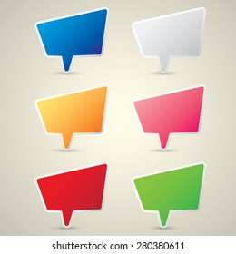 color vector paper speech bubble set.