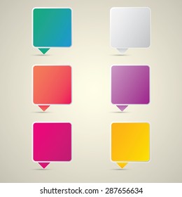 color vector paper speech bubble set.
