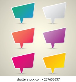 color vector paper speech bubble set.