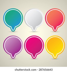 color vector paper speech bubble set.