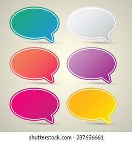 color vector paper speech bubble set.