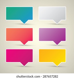 color vector paper speech bubble set.