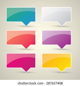 color vector paper speech bubble set.
