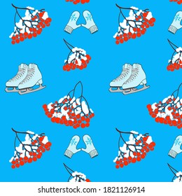 Color vector pattern from rowan and the ice skates and mitten