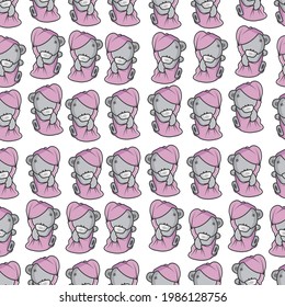 color vector pattern of teddy bears wrapped in a pink towel