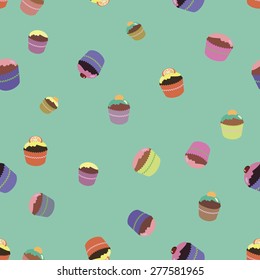 color vector picture, pattern with bright cupcakes