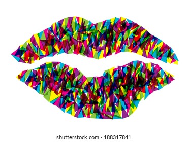 color vector pop art kiss isolated on white background