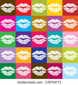 color vector poster with pop art lips