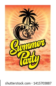 Color vector poster for summer party with inscription.