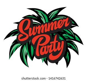 Color vector poster for summer party with inscription.