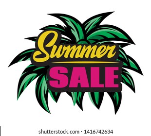 Color vector poster for summer sale with inscription.