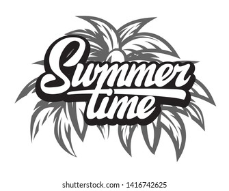 Color vector poster template for summer time party with calligraphic lettering.