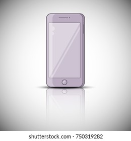 Color vector realistic mobile phone, smarphone with reflection, vector illustration design.