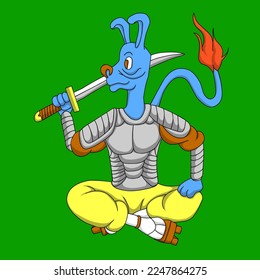 color vector samurai dog hand drawing