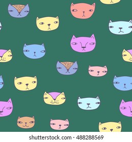 The  color vector seamless with color cat muzzle