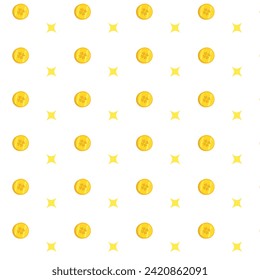 color vector seamless pattern with coins and stars for st. patrick's day