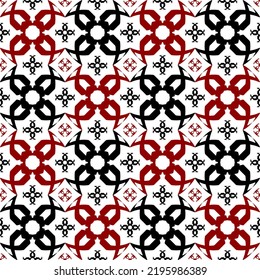Color vector. Seamless pattern. Decorative geometric shapes. Fabric texture. Red and black figures