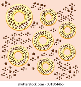 color vector seamless pattern with donuts food