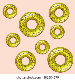 color vector seamless pattern with donuts food