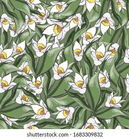 Color vector seamless pattern with flowers