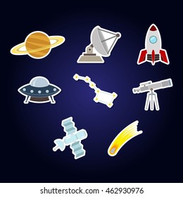 color vector set with astronomy and space icons for your design