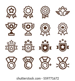 Color Vector set of Champions trophy award icons. Vector elements on white background, easy to edit. Icons set for web.