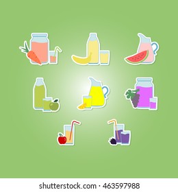 color vector set with  Fruit Juice Icons for your design