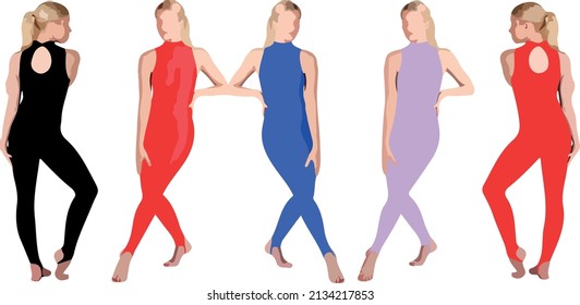 Color vector silhouette of ballet dancers, front back view perfect to include in your architecture projects, renders, sketches or plans.