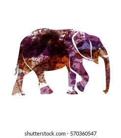 Color vector silhouette of an elephant