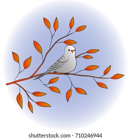 color vector simple autumn illustration of decorative birds 