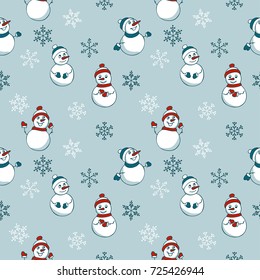 color vector simple  illustration of decorative snowman pattern
