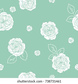 color vector simple  illustration of decorative rose flowers  pattern on blue background