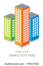 color vector skyscrapers icons with place for your text isolated on white background