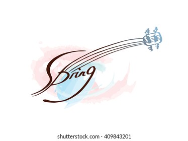 Color vector spring poster. Hand made typography. A calligraphic drawing