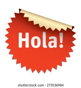 Color vector sticker. Hola - spanish text