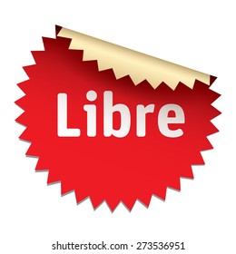 Color vector sticker. Libre - spanish text