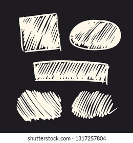 Color vector strokes of marker on black background 