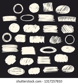 Color vector strokes of marker on black background 