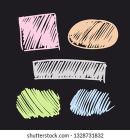 Color vector strokes of marker on black background 